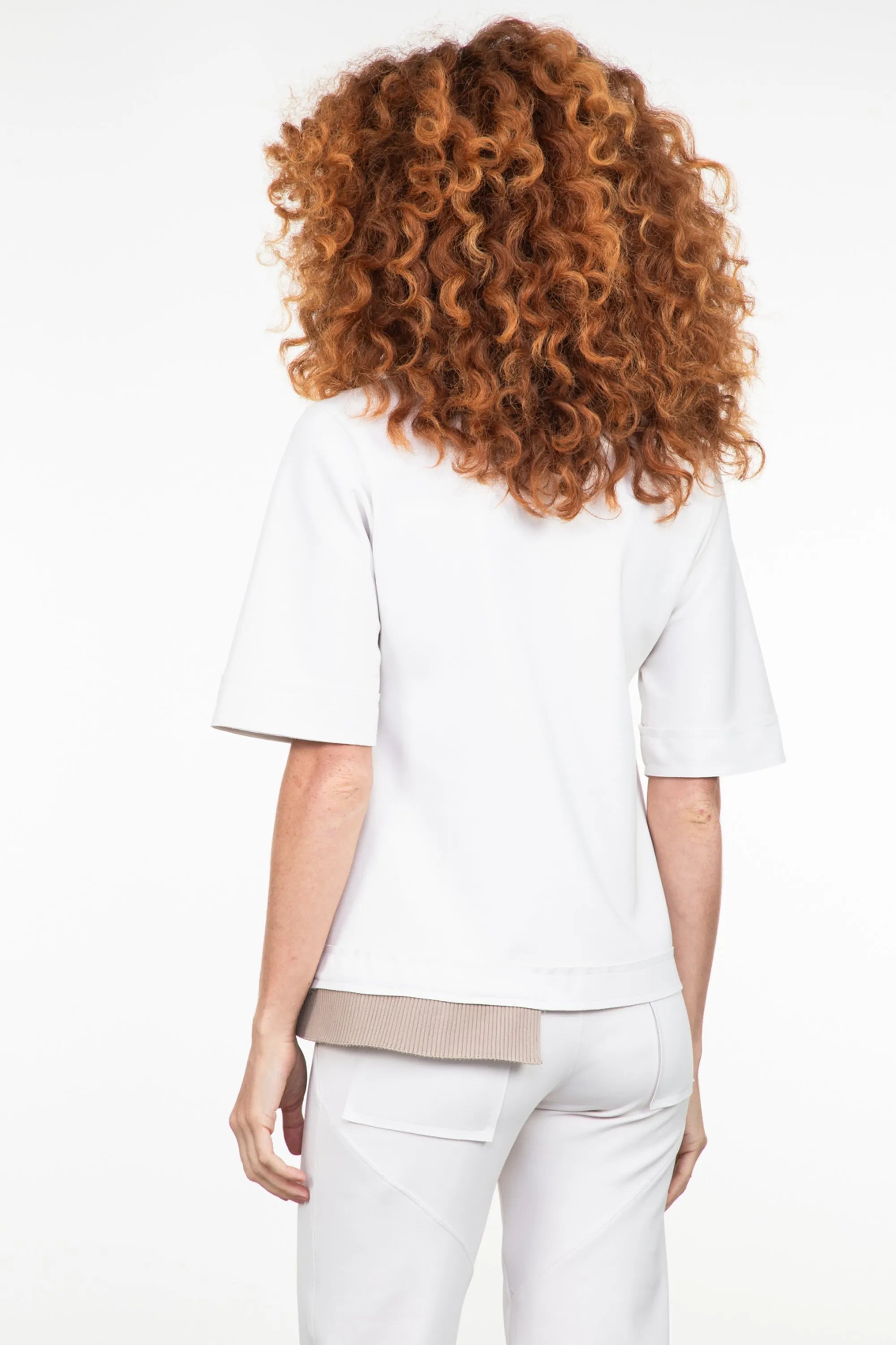 Blusa Manga Curta Detalhe Tricot